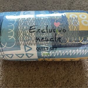 Exclusivo Mezcla Blue Quilt Set King Size (104"x96"), Lightweight Summer Quilt